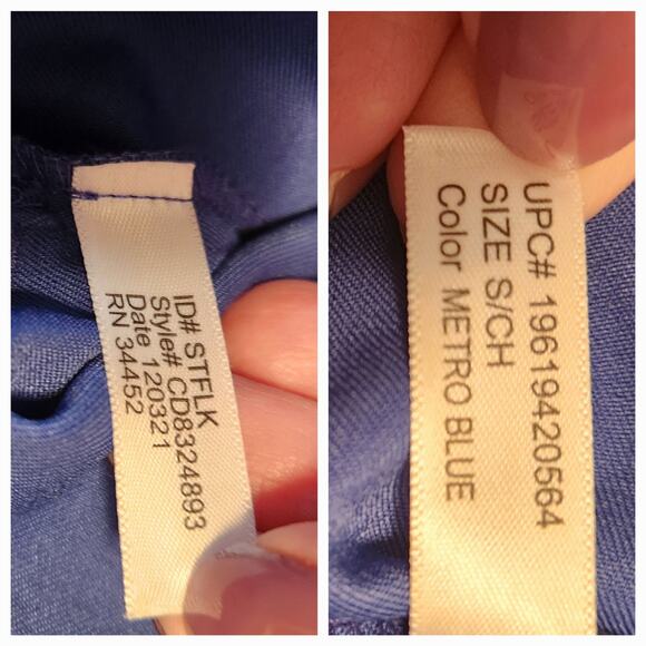 Cuddl Duds lot of 2 Metro Blue V-neck Scrubs Tops Shirts Size S, small 6-pocket - Picture 6 of 10